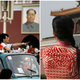 LEFT: Student protesters arriving at Tiananmen Square to join other pro-democracy demonstrators, May 1989. RIGHT: A tourist poses for a photograph in front of the giant portrait of Chinese late Chairman Mao Zedong at Tiananmen Square in Beijing, October 2013